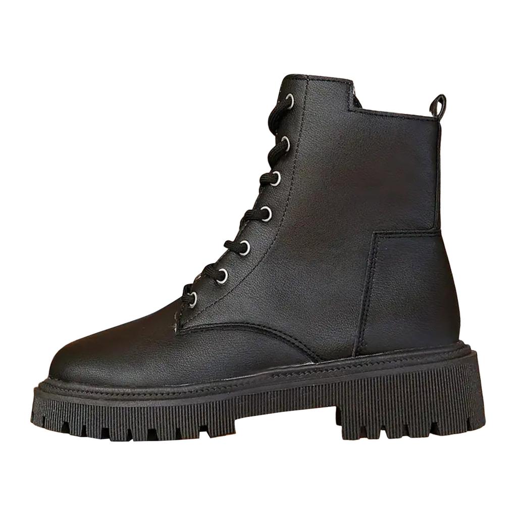 Fashionable Versatile Short Boots With Thick Heels Round Toes Autumn Winter Womens Trendy Solid Ankle Flat Boots Botas Mujer