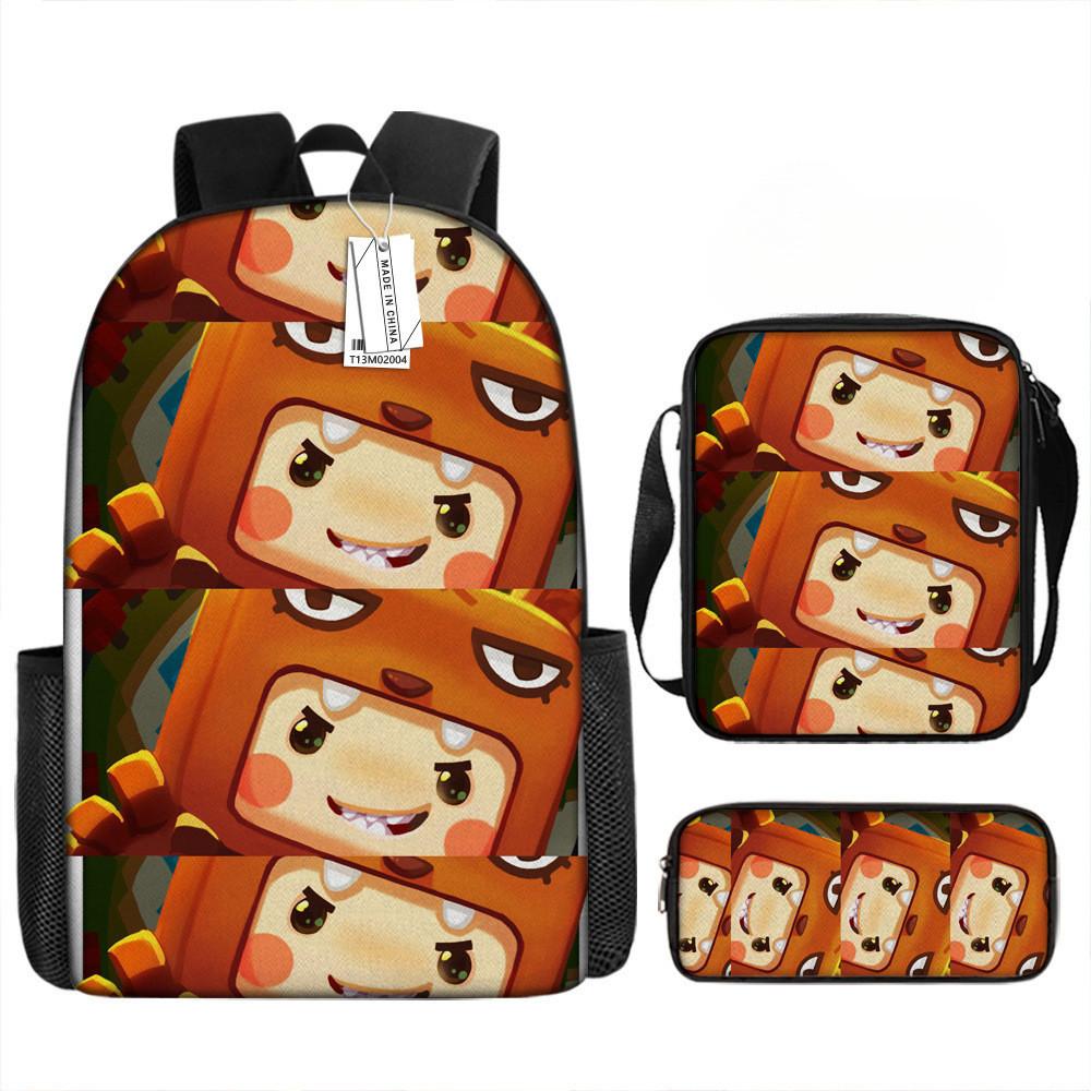 Mini World Kids 3piece Backpack Set Breathable Oxford Polyester For School Students