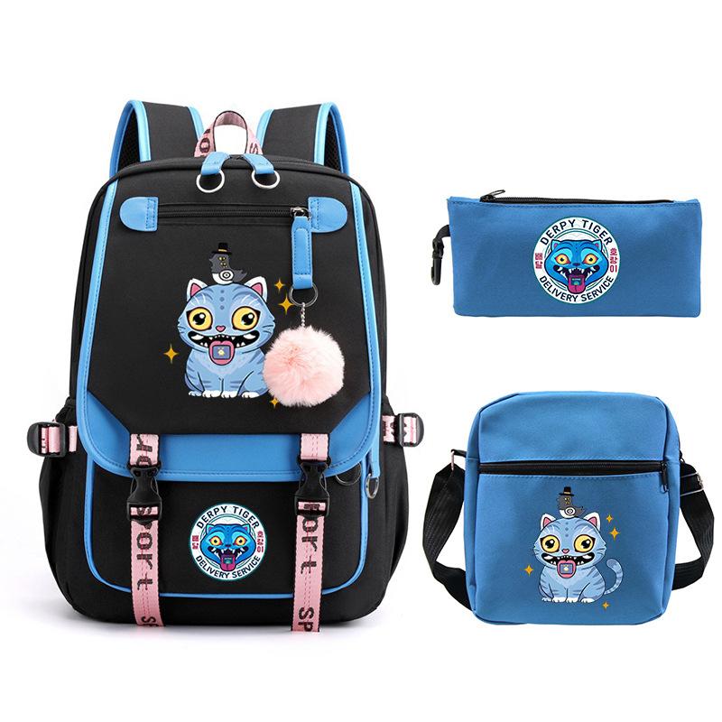 Animation Cartoon Printing High-Value Student School Bag Children'S Shoulder Backpack Pencil Bag Three-Piece Set