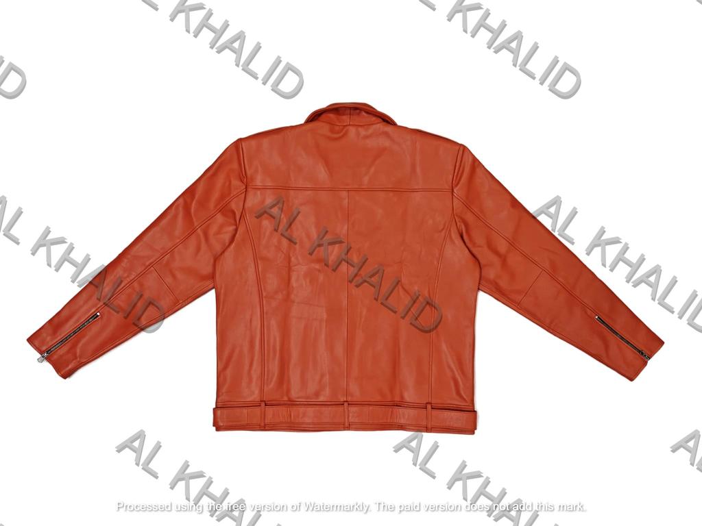 AL KHALID Men's Leather Jacket Orange Genuine Lambskin Leather Jacket Motorcycle