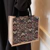 Large Capacity Linen Tote Bag New Hand woven Mommy Bag Women's Fashionable Commuter One shoulder Handbag