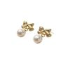 Niche Exquisite Bow Pearl Pendant Stud Earrings Femininity Versatile Niche Design Sense Commuter Earrings Earrings