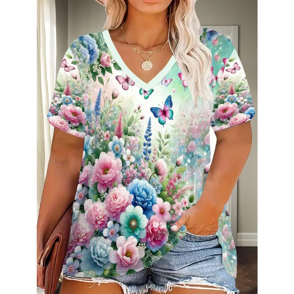 Casual Versatile Women's V-neck Loose Short Sleeves Fashionable Breathable T-Shirts Women’s