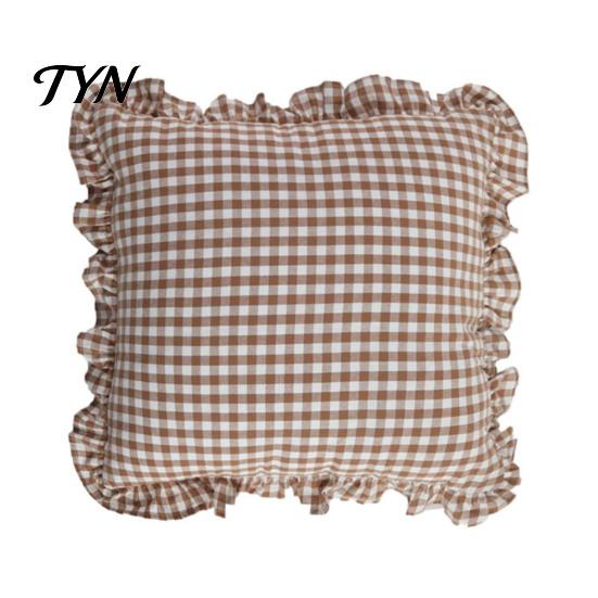 Federe Minimaliste Moderne per Cuscini, Copricuscino Ruffle, Fodera a Quadri in Cotone con Bordo Arricciato, 18x18 Pollici Accessori per la Casa del Soggiorno 20x12
