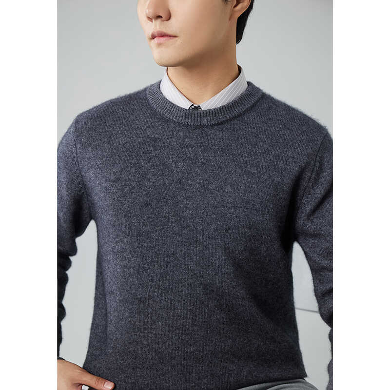 2025 crew neck cashmere sweater thickened solid color long-sleeved sweater knitted bottomed wool sweater