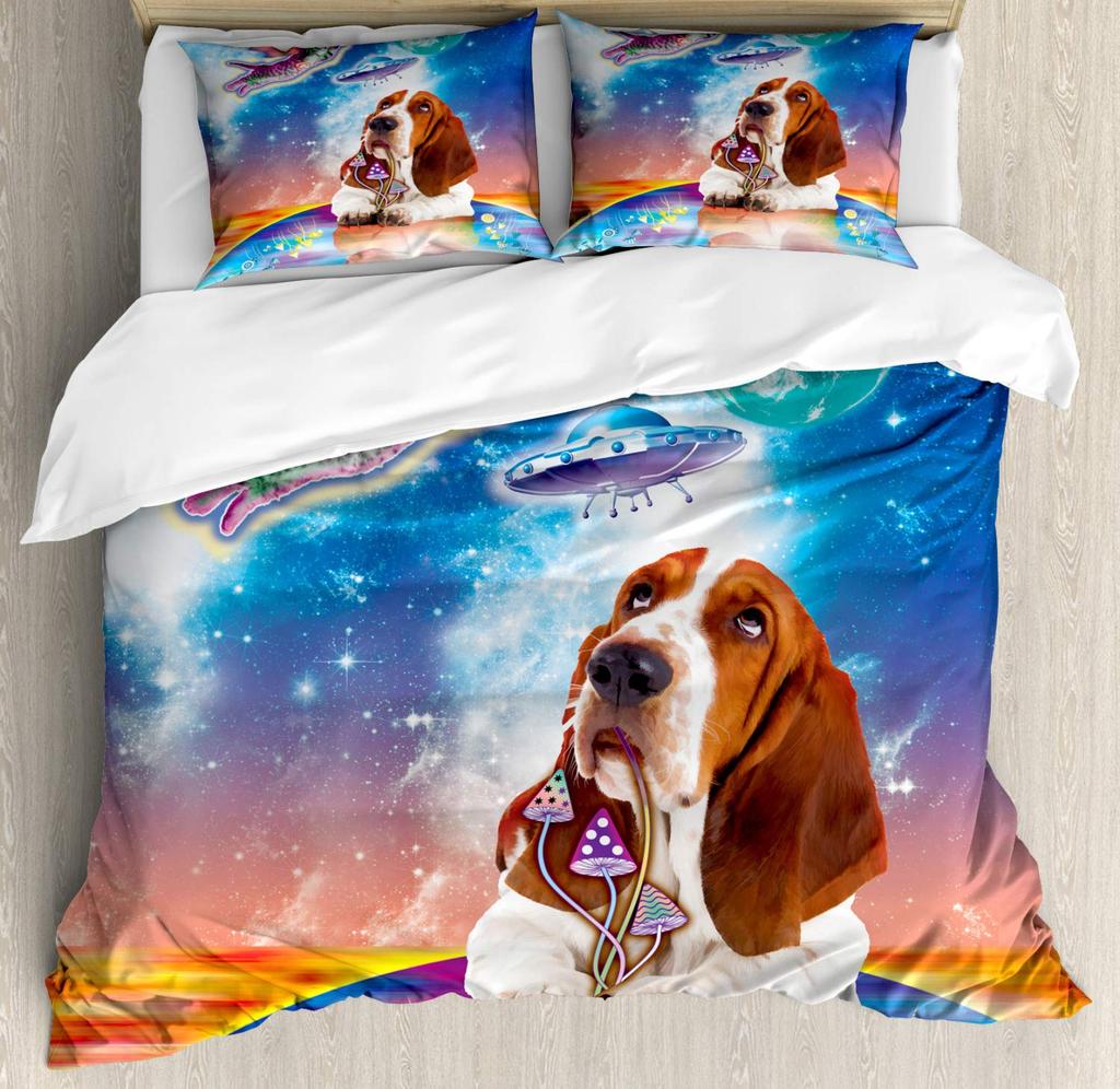 UFO Duvet Cover Set for Kids Boys Girls Teens Queen Lightweight Quilt Cover Outer Space Theme Bedding Set Bedroom Decor No Quilt