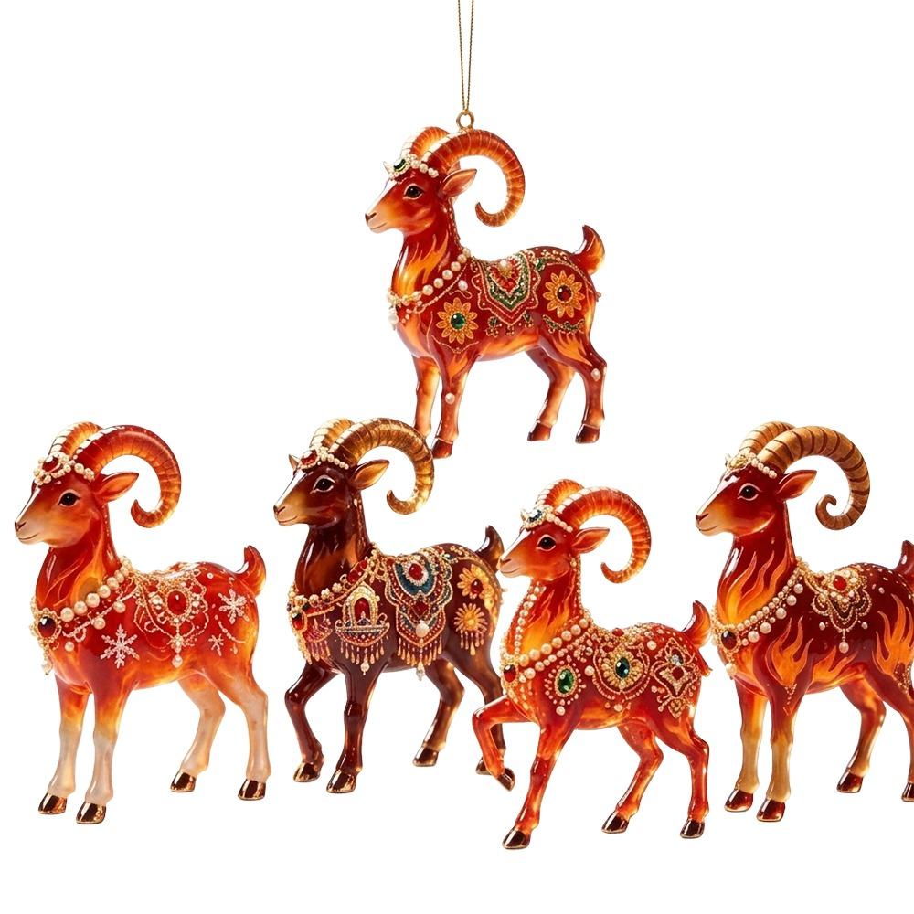 2D Flat Goat Pendant Shining Animal Hanging Decoration Zodiac Goat Souvenir  Holiday Party Decor