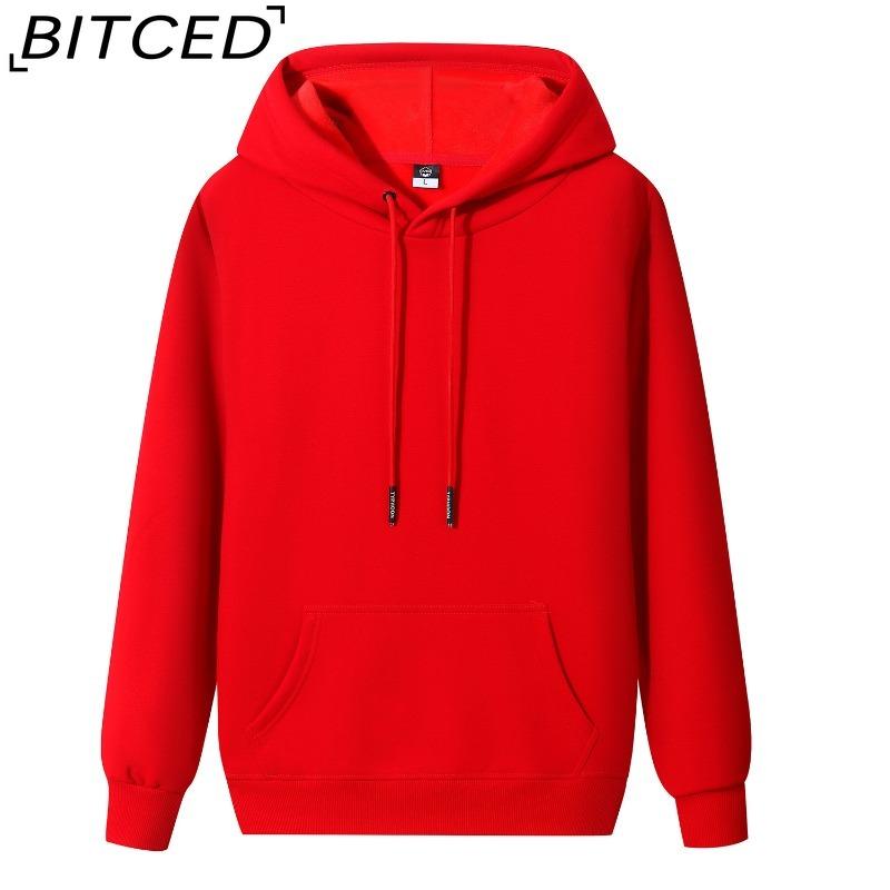 BITCED Autumn and Winter Hooded Sweatshirt Men's Hooded Warm Padded Thickened Pullover Loose Large Size Hoodie