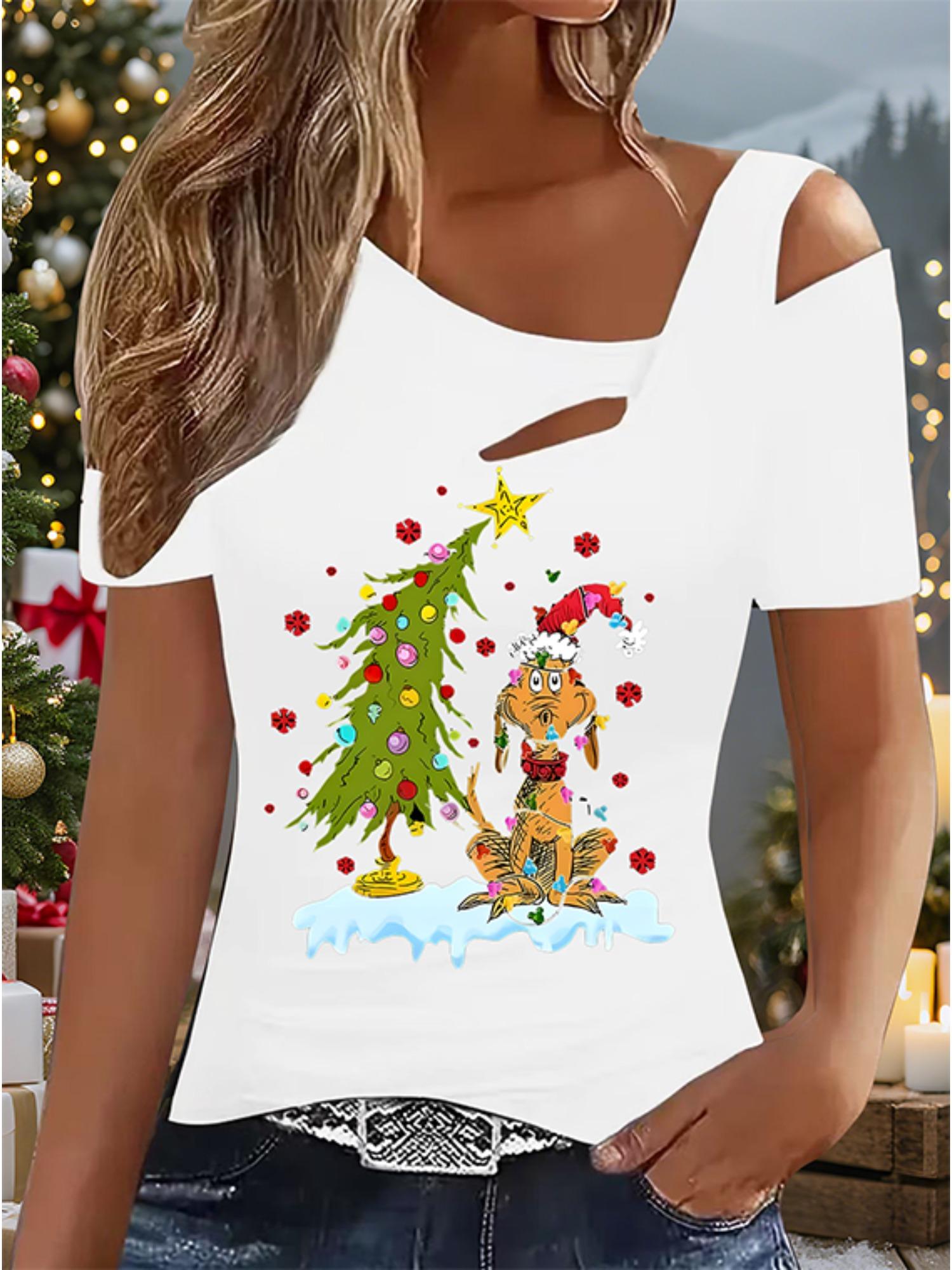 

Женский Новый Повседневный Топ Рождество Хэллоуин Рождественский Подарок Топы Рубашка Блузка XXL белый