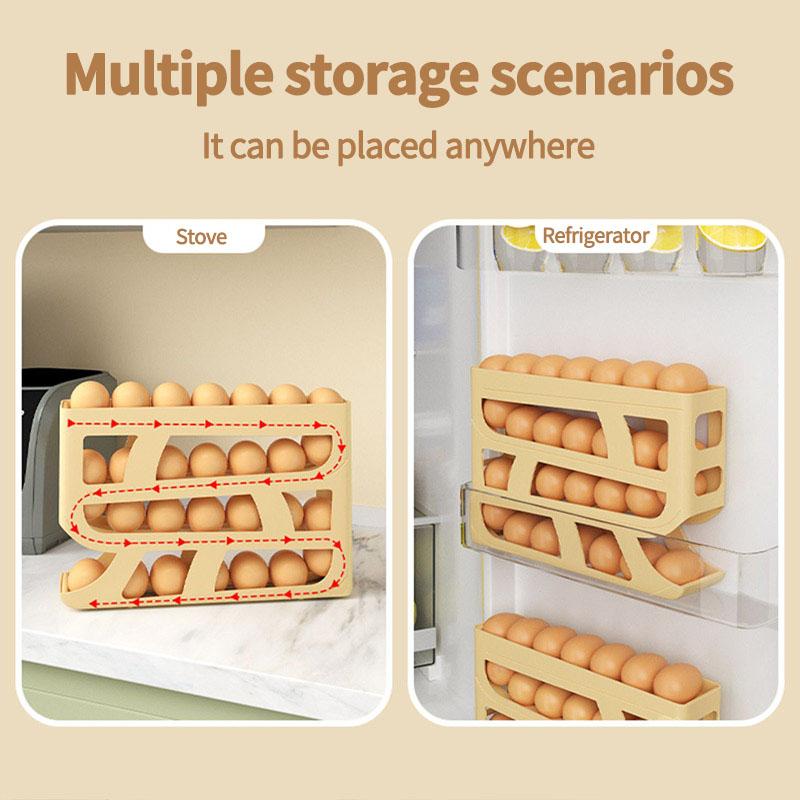 4 Lagen Automatischer Rollender Eierhalter Ständer Küche Kühlschrank Eierspender Kühlschrank Eieraufbewahrungsbox Küchenaufbewahrungsbehälter