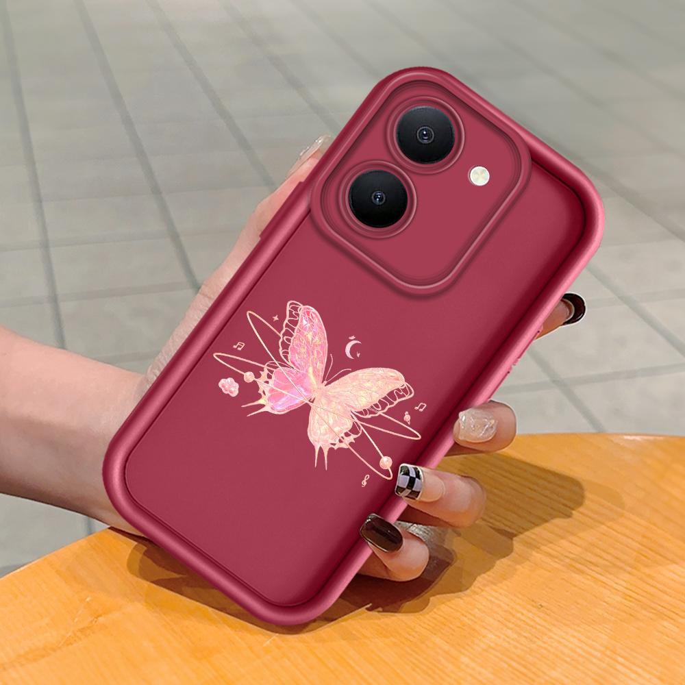 Měkký silikonový čtvercový žebříkový vzor tisku Pouzdro telefonu Plný kryt fotoaparátu Ochranné pryžové pouzdro odolné proti nárazům pro Vivo