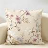 Soft Watercolor Flower Branches Cushion Cover Durable Hypoallergenic Organic Linen Short Pillow Cover Washable