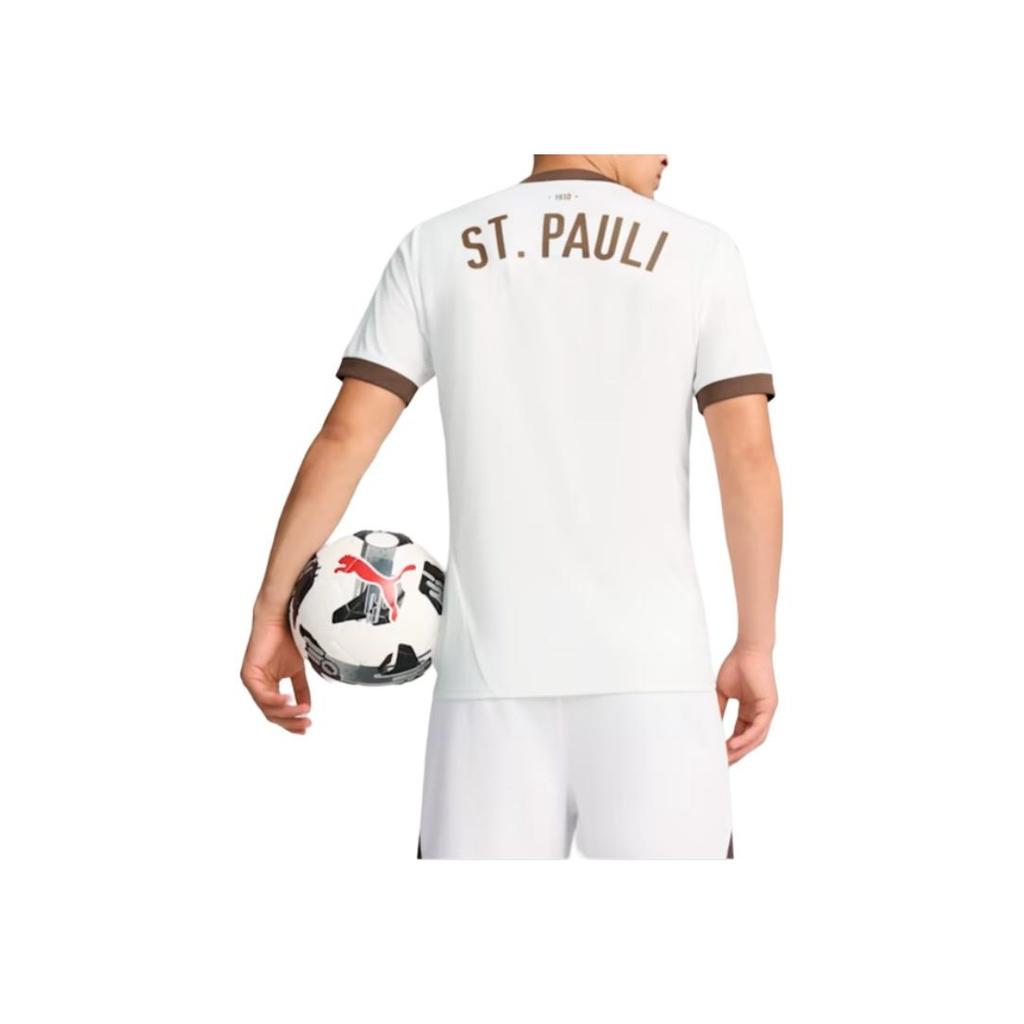 Puma Fc St. Pauli 24/25 Away Moisture-Wicking V-Neck Short Sleeve Football Shirt Men Tops White 778651-02