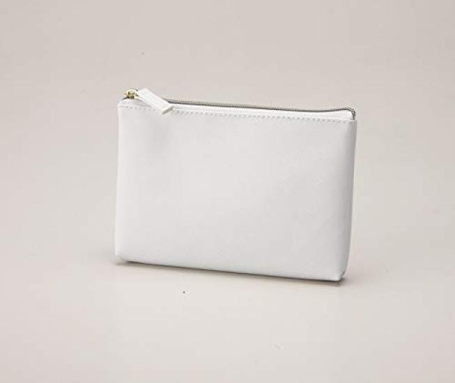 CLARTE Thin Cosmetic Pouch with Small Pink Gold Compact 1 Pair Slim, Organizer, Backing, Size, White,