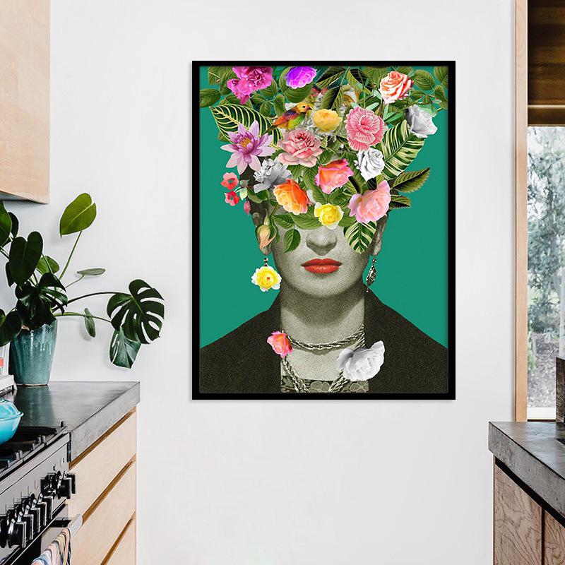 1Pcs Interior Paintings Colorful Flowers Home Decor Woman Poster Abstract Wall Decororation Living Room Wall Art Canvas Painting No Frame