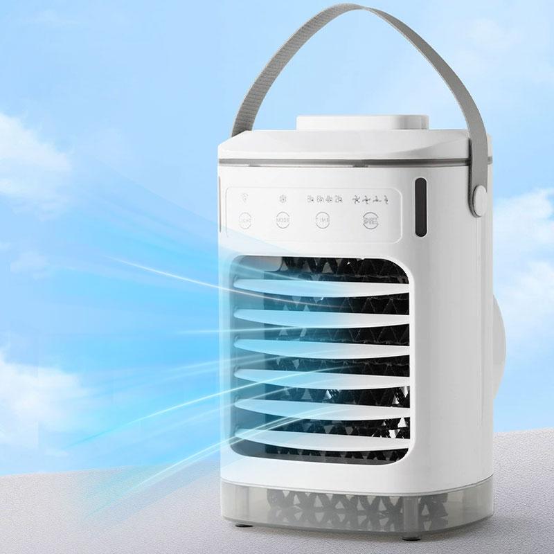 Mini Cold Air Fan with 4-Speed Cooling, Humidifier, Remote Control, USB Powered, Ideal for Home and Office Use, Indoor Use белый