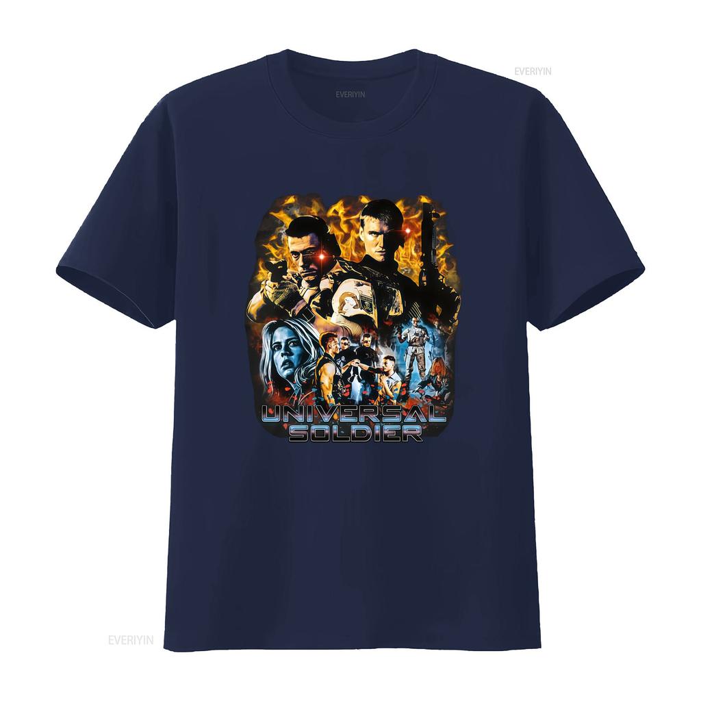Universal Soldier Movie Character Print T Shirt for Men Action Packed Design Vintage Washed Homme Stretched Breathable Graphic