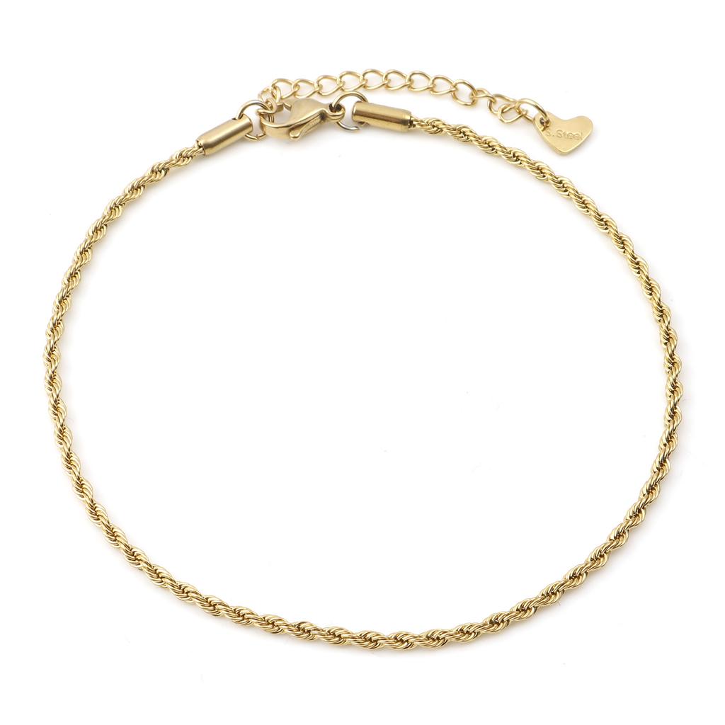 Fashion Stainless Steel Link Chain Anklet Gold Color Bracelet For Women Barefoot Beach Leg Chain Summer Jewelry Gift 23.5cm Long