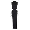Knitted strap dress 2026 summer European and American women's clothing black sexy backless temperament double split long dress women