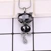 Adorable Cat Themed Crystal Sweater Necklace Long Length Women's Accessory For Every Occasion
