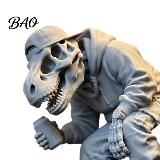 Odorless Skull Sculpture 3D Printed Sitting Skeleton Statue, Halloween Indoor Decor Figurines, Mini Trendy Outfit Statue Figurine Home for Living Room