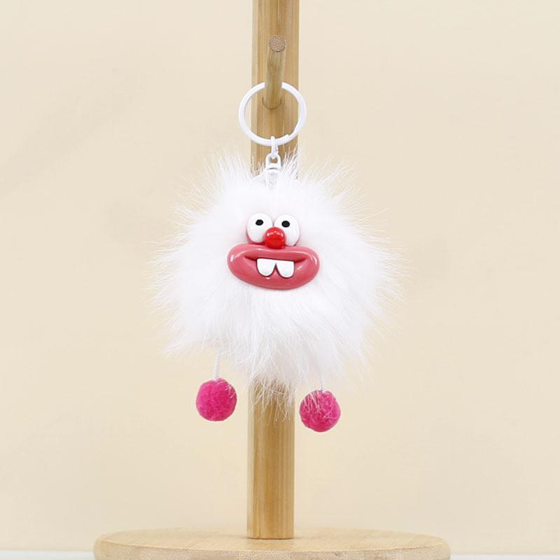 Coal Bucktooth Cute Ball Plush Keychain Backpack Charm Stuffed Gift For Students