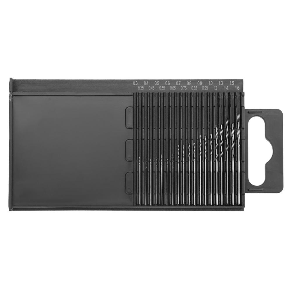 20PCS 0.3-1.6mm Size Range Micro Drill Bit Set with Plastic Case Twist Drill Mini Drill Bits HSS Pin Vise Hand Drill