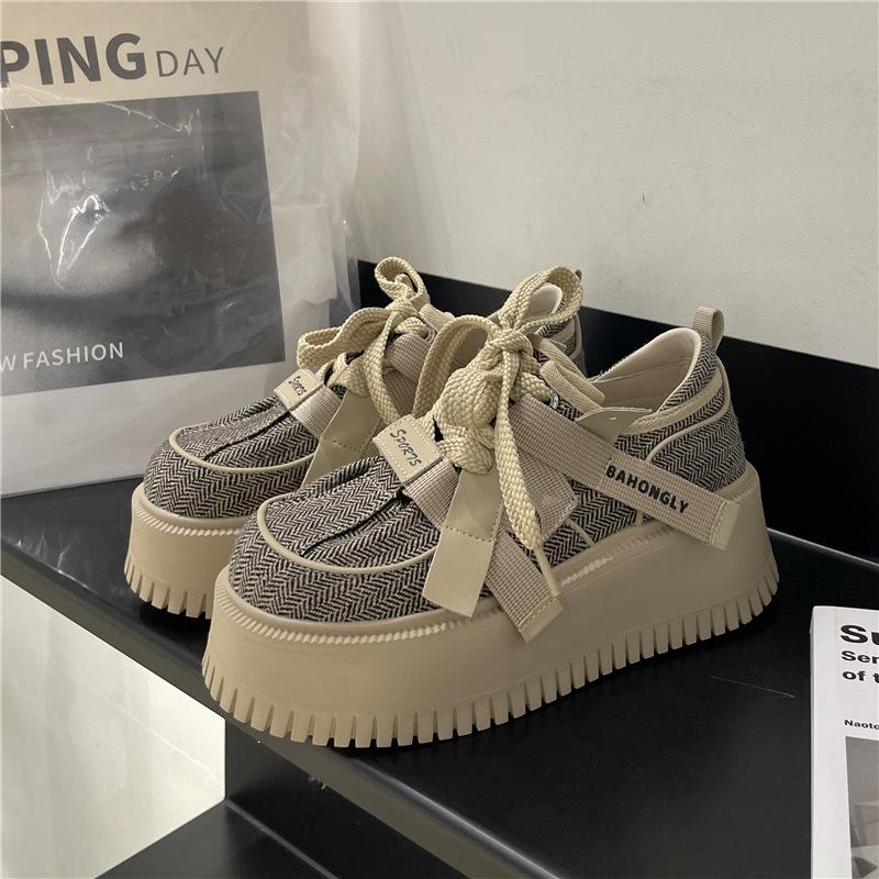 

[Ziyan] Genuine leather dad shoes for women in the autumn of 2025, new thick-soled height-increasing small breathable sports shoes 35 чёрный