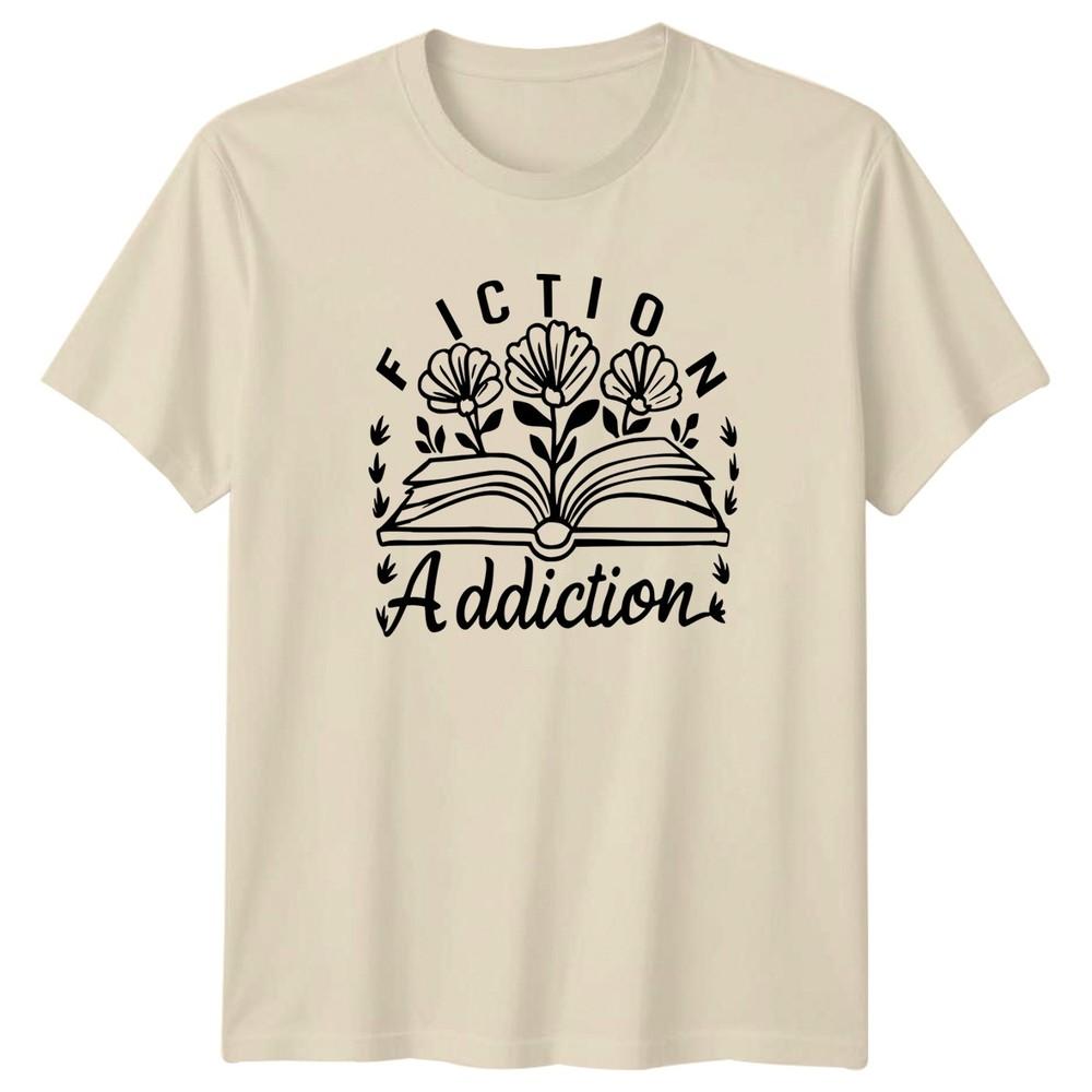 Fiction Addiction Unisexs TShirt Book Club Reading Birthday Gift For Her