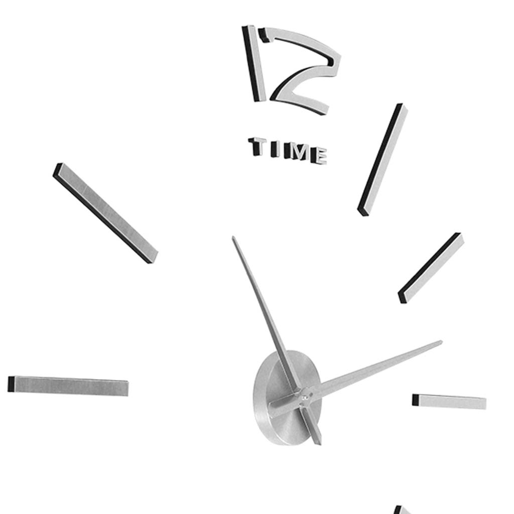 3D Mirror Luxury Modern Large Wall Clock Sticker Room Art Home Decor Silver