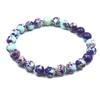 8mm Natural Purple Copper Turquoise Gemstone Round Beads Jewelry Handmade Purple And Blue Stone Stretch Bracelet 7.5" RBB-84