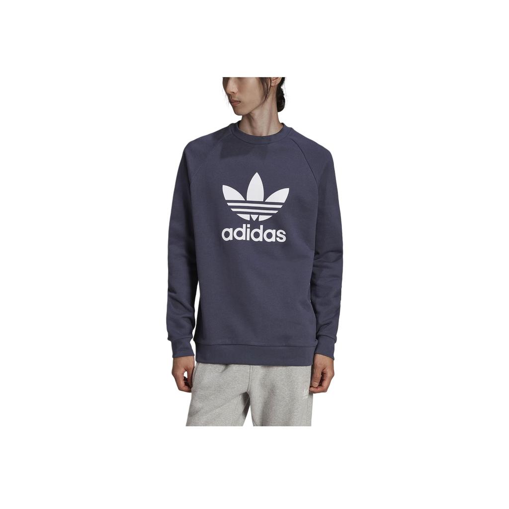 Adidas Originals Trefoil Large Logo Crew Neck Sweatshirt Men Tops Navy HE9490