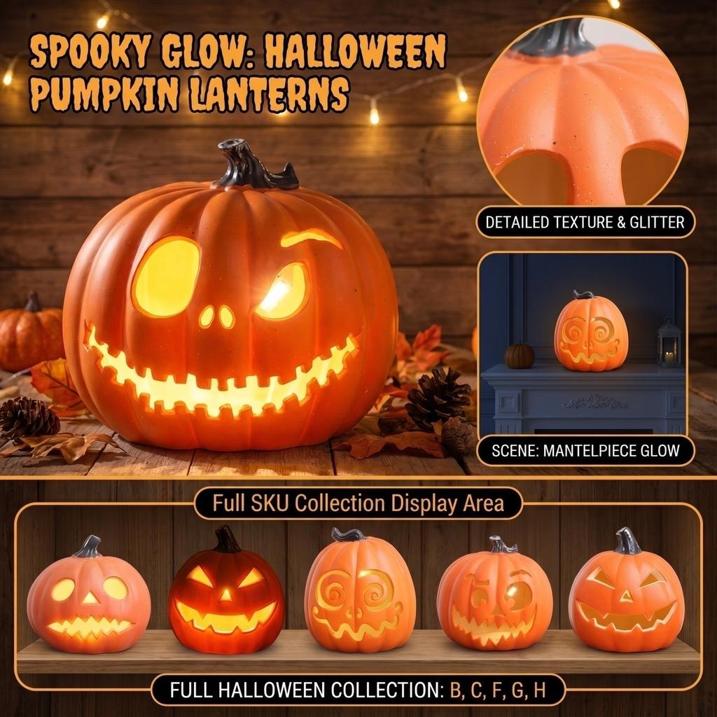 Halloween Pumpkin Lantern Decoration Prop for Indoor Outdoor Party Event Display Jack O Lantern Design Lightweight Material Non Electric