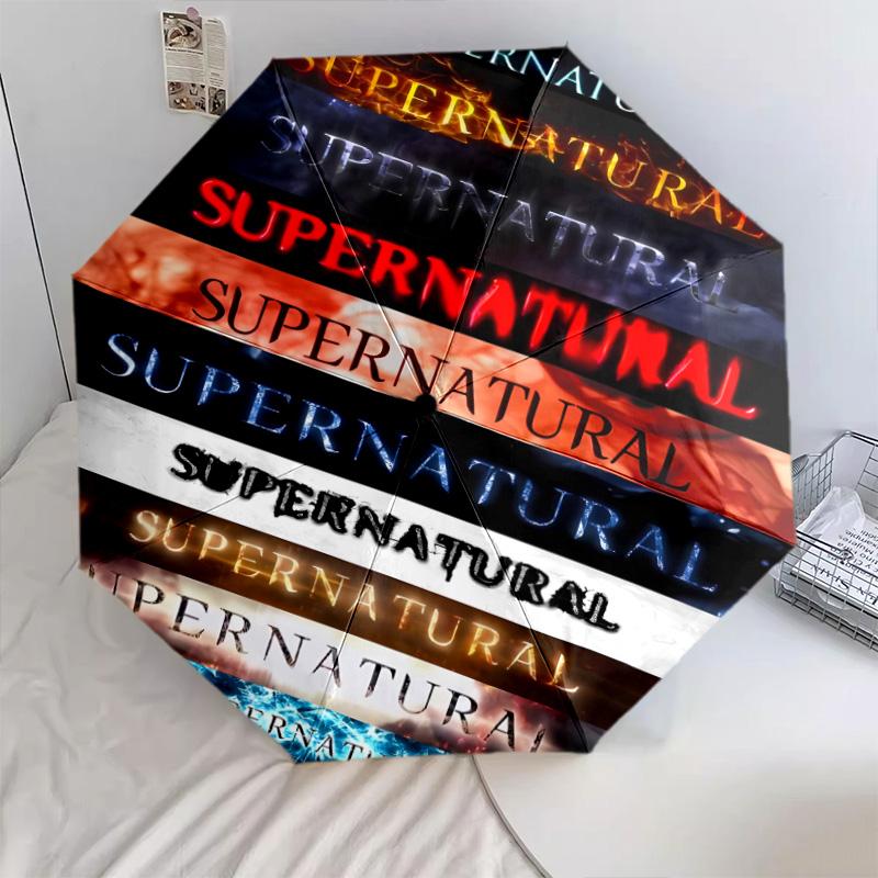 1 PC Automatic Folding Umbrella - Supernatural Pattern Portable Foldable Design With 8 Ribs Christmas Birthday Gifts