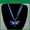 Elegant Alloy Jewelry Dragonfly Pendant Necklace Sweater Chain For Women