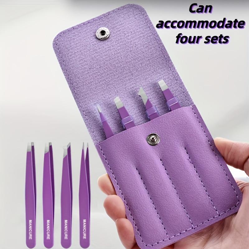 4PCS Stainless Steel Purple Set, Beauty Tools, for Eyelash Grafting, Eyebrow Trimming, Beard Pulling and Hair Removal, and False Eyelash Aids
