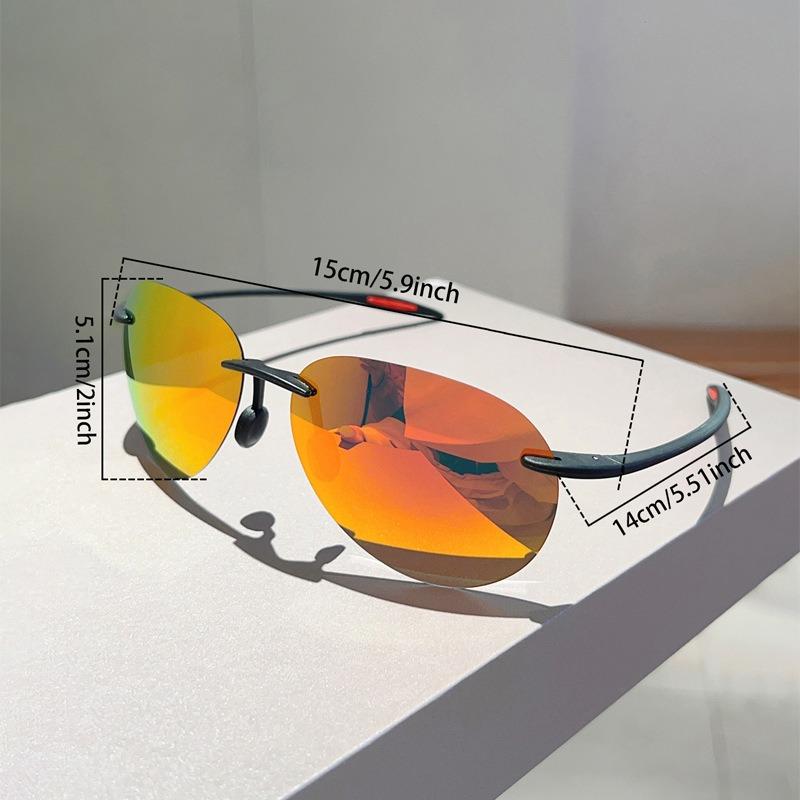 Men Sunglasses Classic Fashion Driving Sports Rimless Oval Male Women's TR90 Frame Sun Eyewear