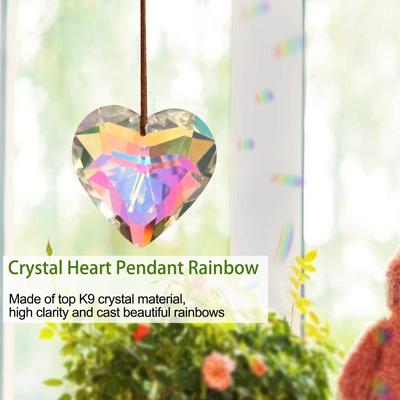 1 adet Kristal Suncatcher Topu Kalp Prizmalar Kolye Avize Pencere Asılı Süsleme Gökkuşağı Kristal
