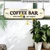 2D Flat - 1pc of Metal Signage Measuring 15.7X3.94 Inches, Featuring A Rustic Coffee Bar Design. This Vintage 2D Flat Print Metal Wall Art Is Perfect