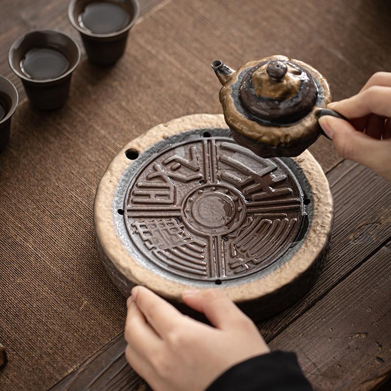 Chinese Retro Gilding Iron Glazed Pot Bearing Stoneware Ancient Early Burning Water Storage Tea Tray Ceramic Tea Tray Tea Table