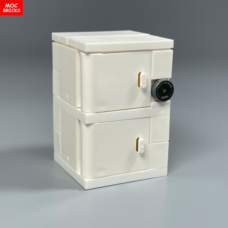 MOC Blocks Kitchen Cabinet Tableware Tool Coffee Maker Machine Water Dispenser Cooking Bench Learning Construction Block Children Toy