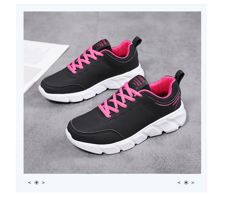 

Женская обувь спортивная обувь весна и осень кожаная поверхность легкие кроссовки для бега черные мягкая подошва для отдыха путешествий улицы универсальные нескользящие 44