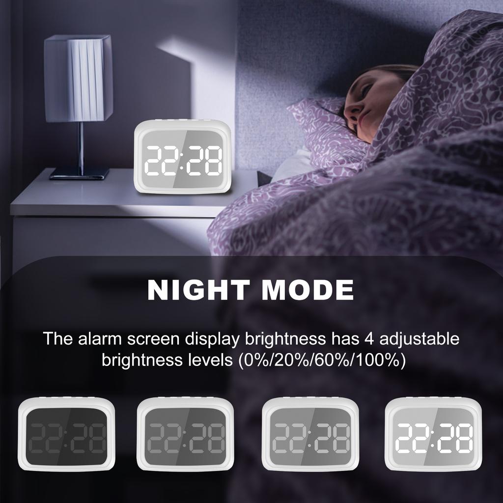 Kids Alarm Clock with Bluetooth Speaker Toddlers Digital Clock with Dimmable Night Light Rechargeable Kids Bluetooth Digital