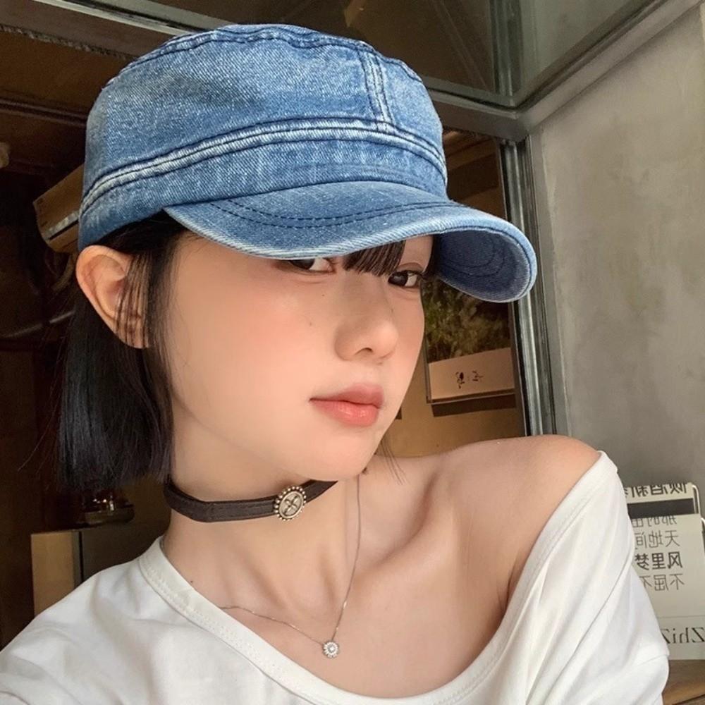 Demin Peaked Cap Vintage Cadet Cap Casual Baseball Hat  Men Women
