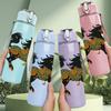 1PC Classic Black Horse Art 750ml Color Plastic Sports Water Bottle Leakproof Flip Straw Lid Suitable for Sports Office Home Use