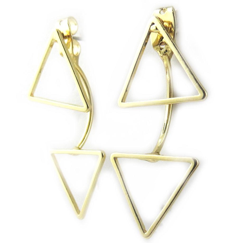 Les Trésors De Lily [N0769] - Gold 'Triangles' Lobe Contour Earrings