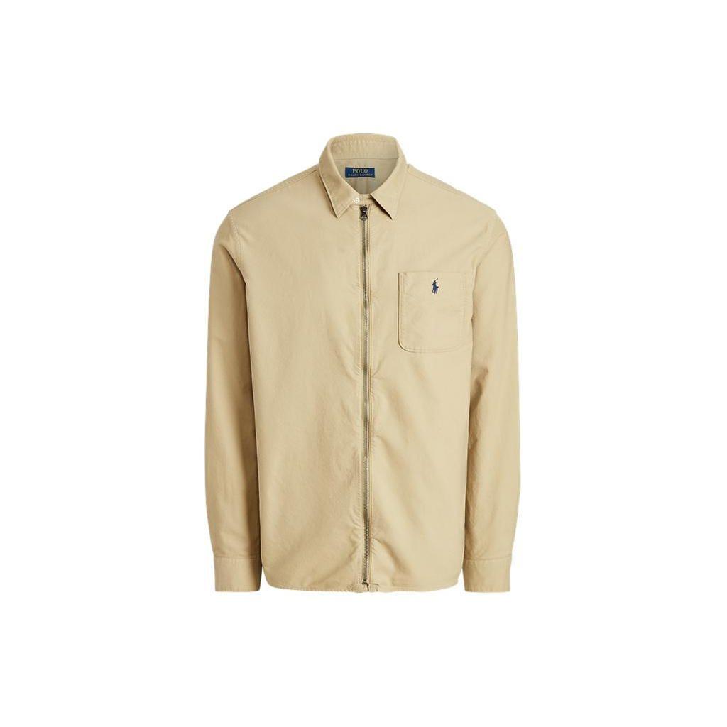Polo Ralph Lauren Ss23 Solid Color Logo Embroidered Zip Shirt Men Shirts Khaki MNPOWOV16821631-260