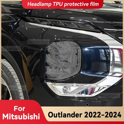Pour Mitsubishi OUTLANDER 2022-2024 Film de Protection en TPU Noir Fumée pour Phares de Voiture Cover Sticker Changement de Couleur Teinte Phare Avant