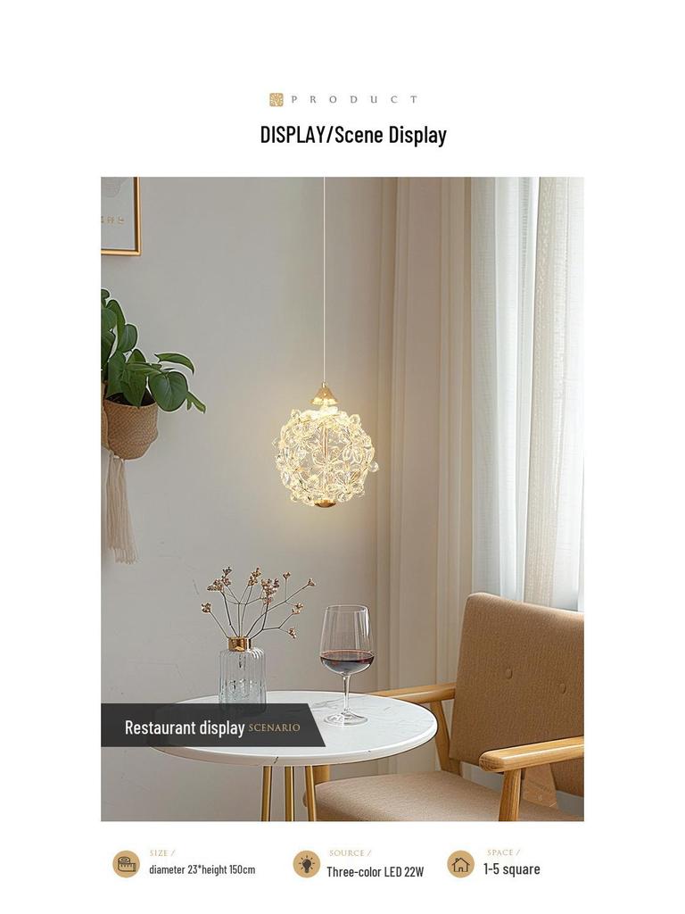 Nordic Crystal Bedside Pendant Lamp - Creative and Simple Lighting for Bedroom, Bar, Study, or Restaurant.