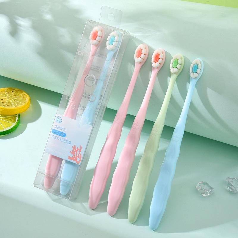 

2 PC Couple Toothbrush Ultra-fine Bristles Soft Teeth Love Heart Anti Slip Brush Handle Deep Cleaning Whitening Adult Toothbrush